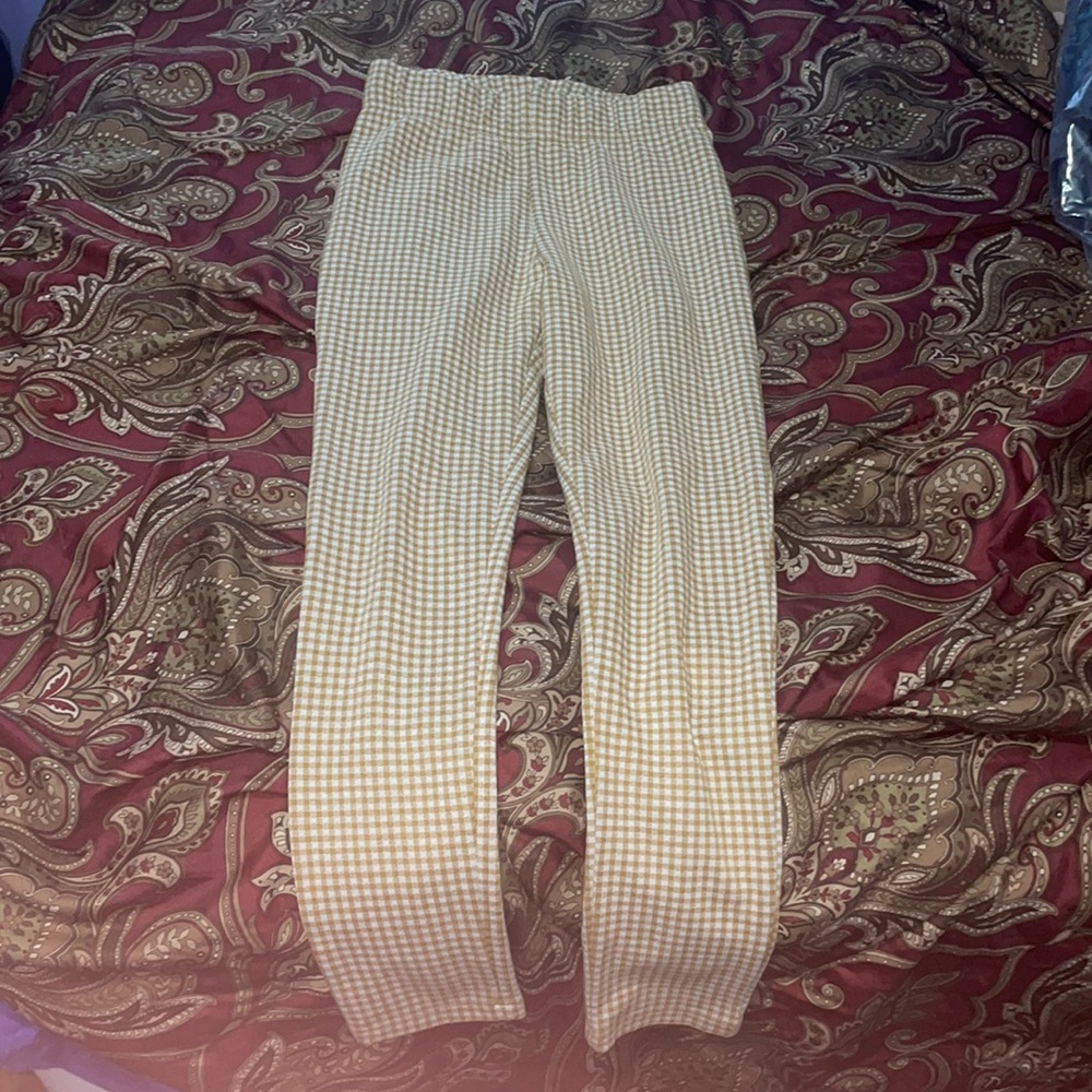 Forever 21 - Plaid Yellow Dress Legging Pants